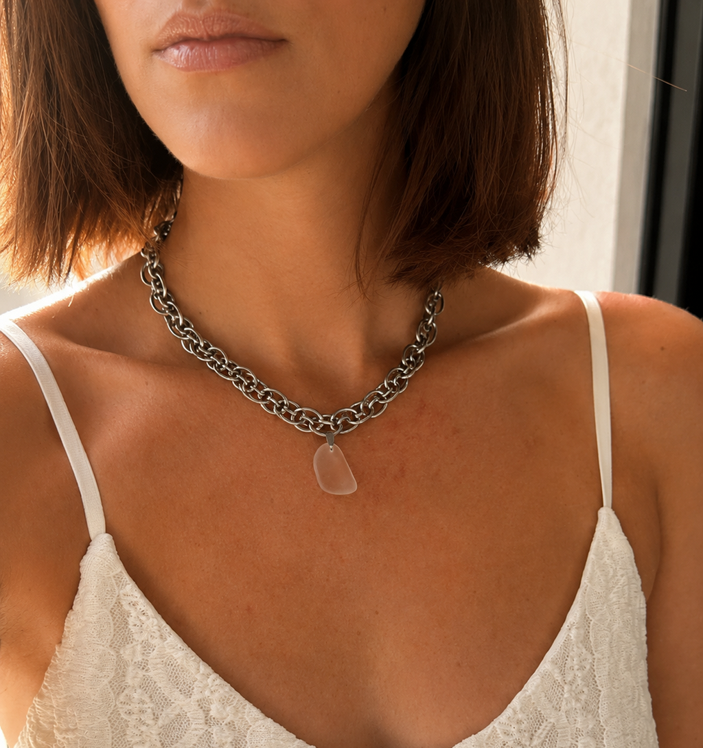 Coral Sea Glass Statement Necklace
