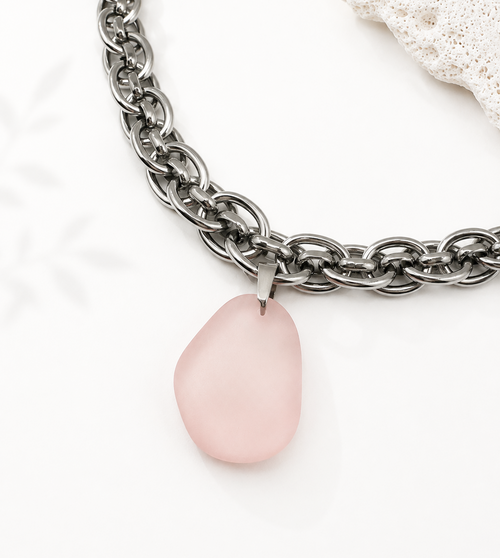 Blush Sea Glass Statement Necklace