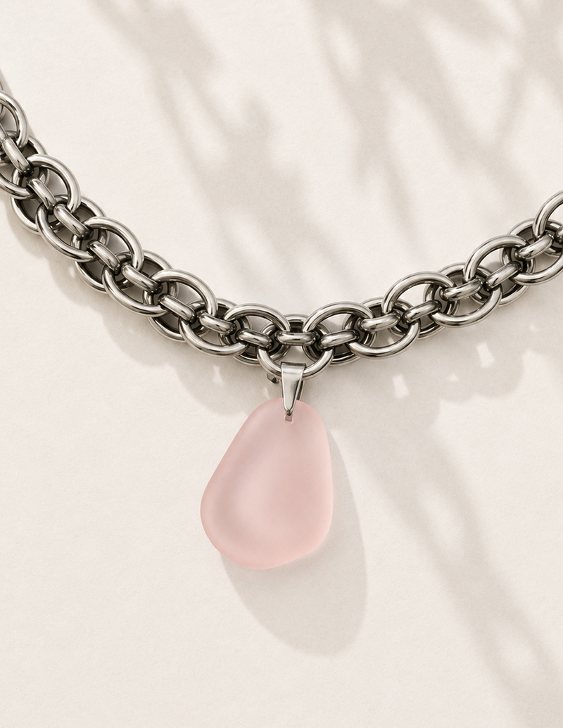 Blush Sea Glass Statement Necklace